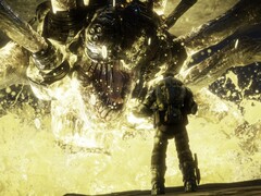 Marcus Fenix enfrentándose a uno de los jefes en Gears of War. (Fuente de la imagen: Steam)