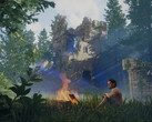 Los jugadores de Linux pueden unirse a sus compañeros de Windows junto al fuego en Enshrouded (Imagen: Keen Games GmbH).