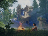 Los jugadores de Linux pueden unirse a sus compañeros de Windows junto al fuego en Enshrouded (Imagen: Keen Games GmbH).