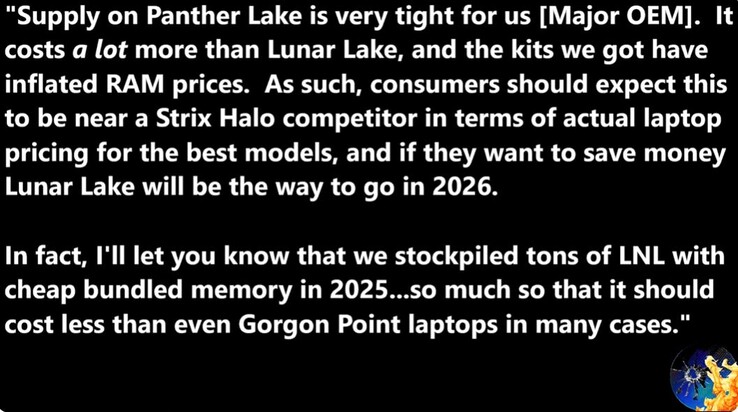 Los portátiles Intel Panther Lake van a ser bastante caros.