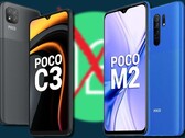 Tanto el POCO C3 como el POCO M2 han pasado a la columna "no conseguirá Android 12". (Fuente de la imagen: POCO/Google - editado)