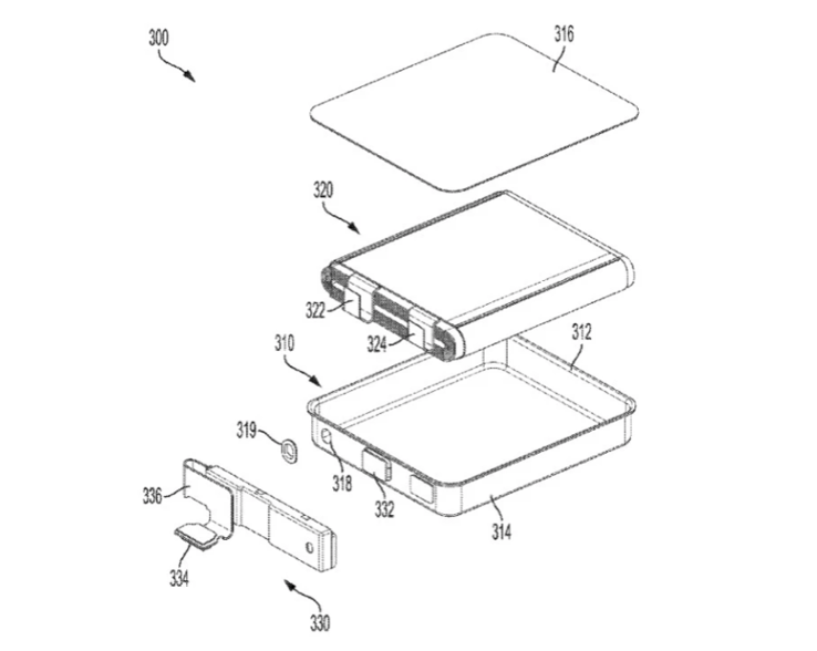 Una imagen que ilustra el alojamiento de la batería propuesto por Apple. (Imagen: Apple)