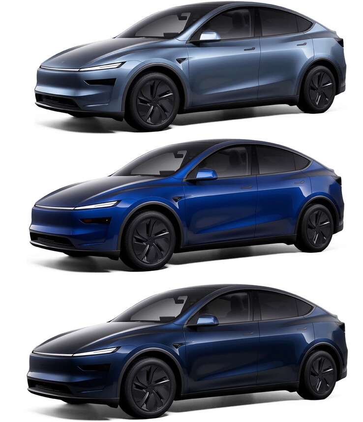 Comparación de todos los colores azules del Modelo Y. (fuente de la imagen: Sawyer Merritt/X)