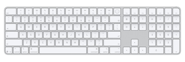 El nuevo Magic Keyboard de Apple con teclado numérico también sustituye las etiquetas de texto por iconos en algunas teclas.