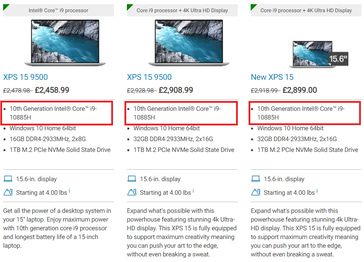 Dell XPS 15 9500 con i9-10885H. (Fuente de la imagen: Dell UK)