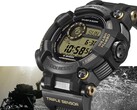 El Casio G-Shock Frogman GWF-D1000BC-1JF se muestra en ángulo, destacando su caja asimétrica de gran tamaño y su correa compuesta.