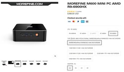 Configuraciones de Morefine M600 (fuente: Morefine)