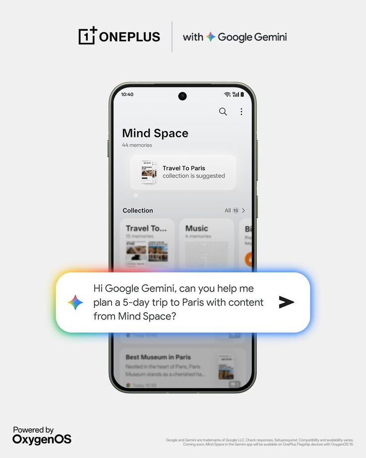La integración de Gemini llega a la función Mind Space de OxygenOS 16. (Fuente de la imagen: X)