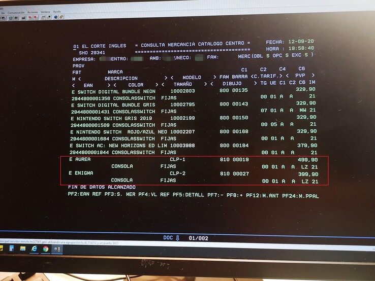 Datos de las existencias de El Corte Inglés. (Fuente de la imagen: Vandal - ElManco)