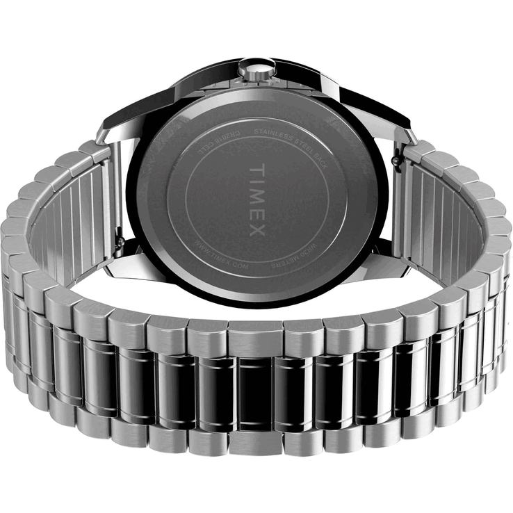 El Timex Main Street Round TWG027900JQ viene con un brazalete de acero inoxidable.