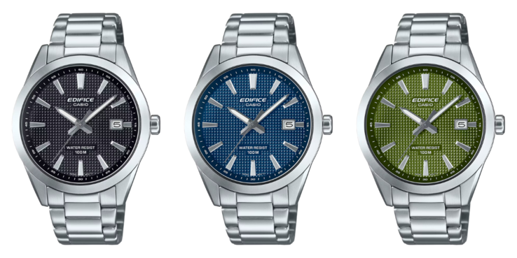 De izquierda a derecha: los relojes Casio Edifice EFV-160D-1AV, EFV-160D-2AV y EFV-160D-3AV. (Fuente de la imagen: Casio)
