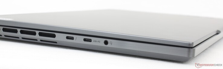 Izquierda: USB-C + Thunderbolt 4, USB-C 3.2 Gen. 2 + DisplayPort 1.4 + Power Delivery, auriculares de 3,5 mm