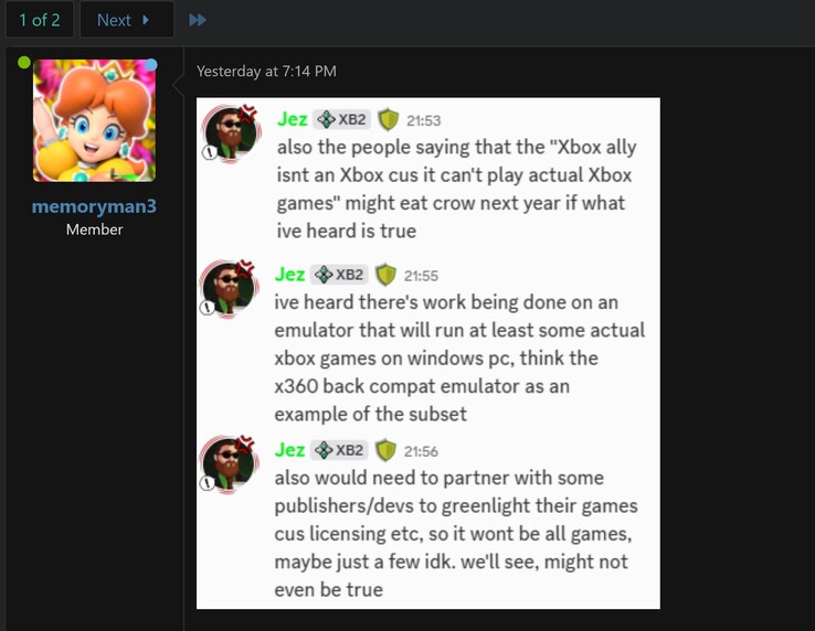 Jez Corden comenta el emulador oficial de Xbox 360 (captura de pantalla, memoryman3@foros NeoGAF)