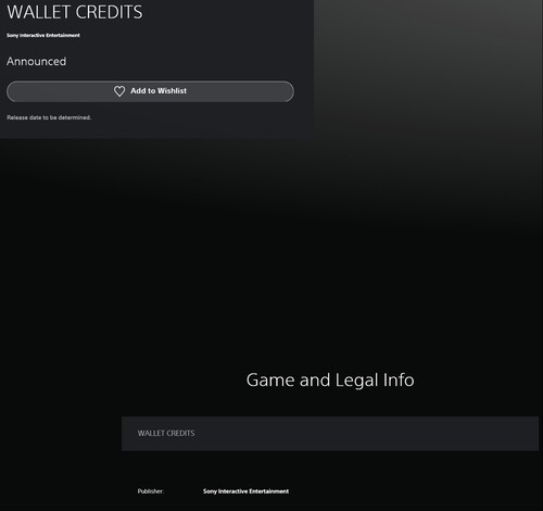 Listado de créditos Wallet visto en PS Store