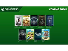 Imagen promocional de Xbox Game Pass que muestra las carátulas de los nueve nuevos títulos que se añadirán al servicio en abril de 2025. (Fuente de la imagen: Microsoft)