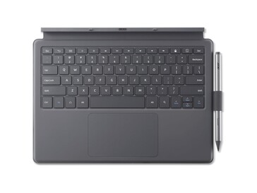 El teclado desmontable se conecta mediante pines pogo e incluye un compartimento para guardar el lápiz óptico.