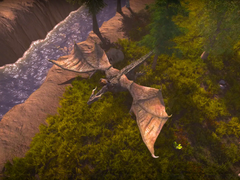En la imagen, una captura de pantalla del juego Wild Terra 2: New Lands con un dragón junto a un río. (Fuente de la imagen: Wild Terra 2)
