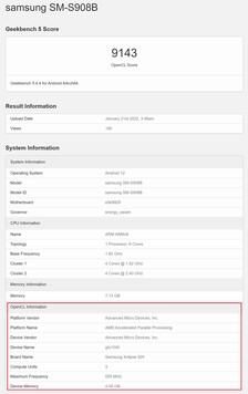 Xclipse 920 en OpenCL. (Fuente de la imagen: Geekbench)