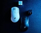 Ratón para juegos Elecom VM800 en blanco y negro con sus respectivos receptores. (Fuente de la imagen: Elecom)