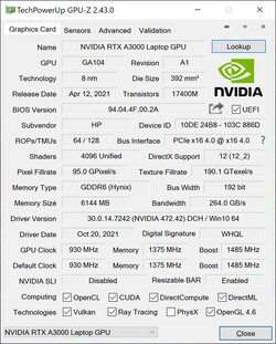 GPU-Z: Nvidia RTX A3000