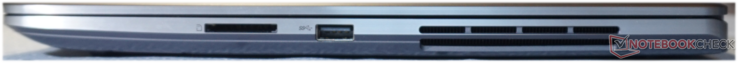 A la derecha: Ranura para tarjetas SD, USB-A (10 Gb/s)