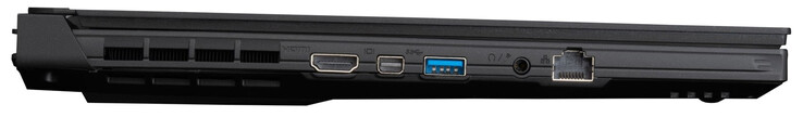 Lado izquierdo: HDMI 2.1, Mini DisplayPort 1.4, USB 3.2 Gen 1 (Tipo-A), audio combinado, Gigabit Ethernet