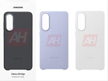 Galaxy Imagen filtrada del S25 Edge (Editada) mostrando la carcasa Kingsuit en tres colores. (Fuente de la imagen: Android Headlines)