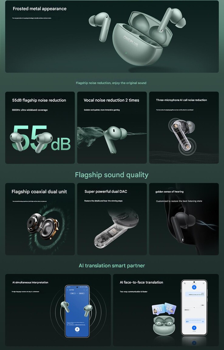 Principales características de las Buds 4 (Fuente de la imagen: OnePlus - editado)