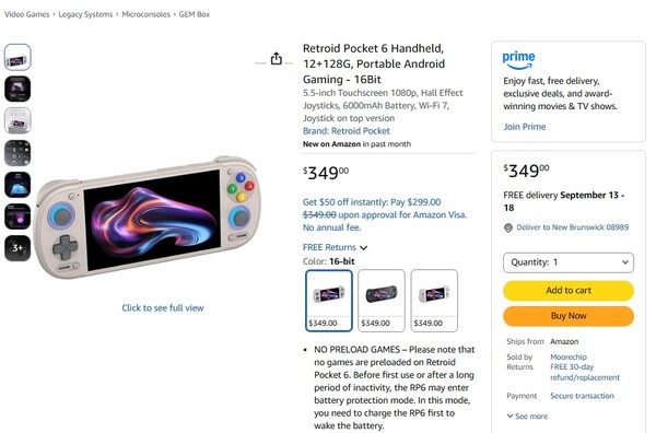 El Retroid Pocket 6 se envía desde el almacén de Amazon.