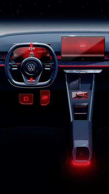 Volkswagen imagina un interior futurista para el ID. GTI, a pesar de haber indicado anteriormente una vuelta a los botones táctiles. (Fuente de la imagen: Volkswagen)