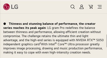 La LG Gram Pro 16 incluirá de nuevo una GPU Nvidia RTX serie xx50 para flujos de trabajo de productividad. (Fuente de la imagen: LG China)