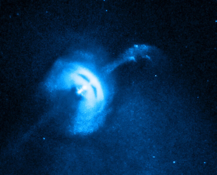 Una imagen que muestra el pulsar PSR B0833-45 y su chorro.