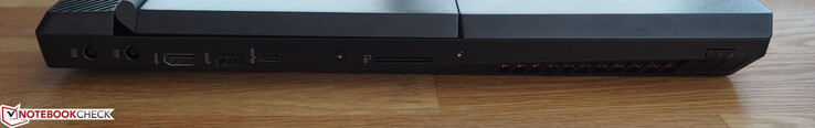 Derecha: 2x adaptador de CA, HDMI, USB Tipo A 3.1 Gen 2, USB-C 3.1 Gen 2, lector de tarjetas