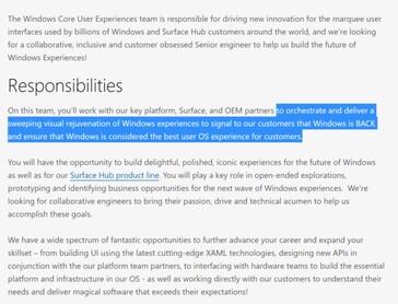 Windows 10 Sun Valley anuncio de trabajo. (Fuente de la imagen: Zac Bowden en Twitter)