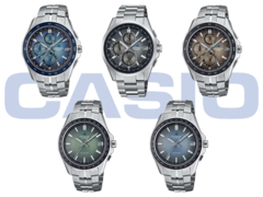 En la fila superior, tenemos (de izquierda a derecha), la Casio OCW-S7000RA-2AJF, la OCW-T2600RA-8AJF y la OCW-S7000RA-5AJF. En la fila inferior, vemos (de izquierda a derecha) las Casio OCW-S400RA-3AJF y OCW-S400RA-2AJF. (Fuente de la imagen: Casio)