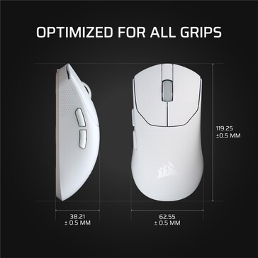 Dimensiones del Corsair Sabre V2 Pro Ultralight. (Fuente de la imagen: Corsair)