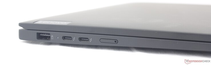 Izquierda: USB-A 3.2 Gen. 1, 2x USB-C con Thunderbolt 4 + DisplayPort + Power Delivery, ranura Nano-SIM (opcional)