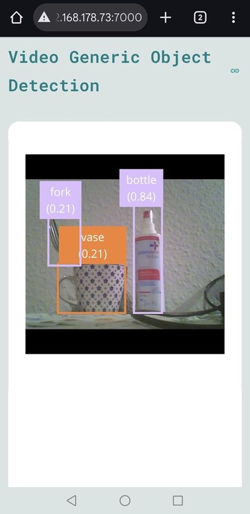 El reconocimiento de imágenes funciona razonablemente bien incluso con una webcam antigua y el modelo preconfigurado (fuente de la imagen: Notebookcheck)