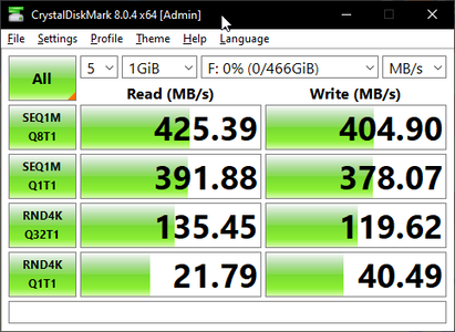 CrystalDiskMark 8 en mi PC, aunque probablemente sea un error causado por el hardware de mi PC.