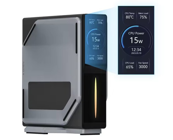 El mini PC Firebat S1 cuenta con una pequeña pantalla integrada. (Fuente de la imagen: AliExpress)