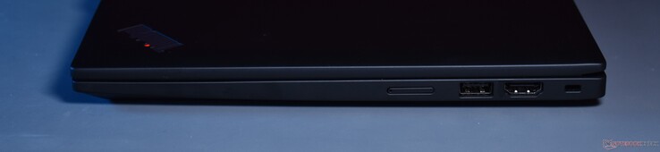 derecha: Ranura SIM, USB A 3.2 Gen 1, HDMI, Bloqueo Kensington