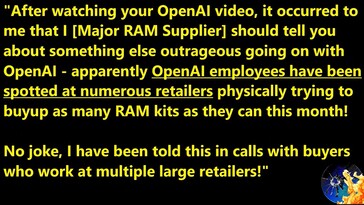 Empleados de OpenAI comprando kits de memoria DDR5. (Fuente de la imagen: Moore's Law Is Dead)