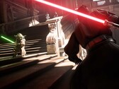 Captura de pantalla de Star Wars Battlefront II en la que aparecen Yoda y Darth Maul