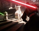 Captura de pantalla de Star Wars Battlefront II en la que aparecen Yoda y Darth Maul