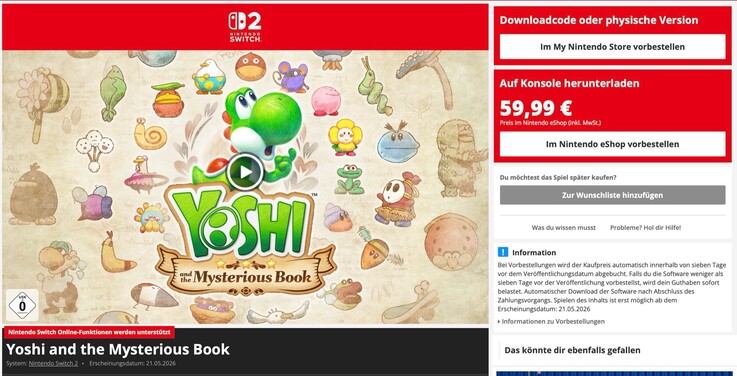 Yoshi y el libro misterioso cuesta 10 dólares menos en formato digital que en cartucho.