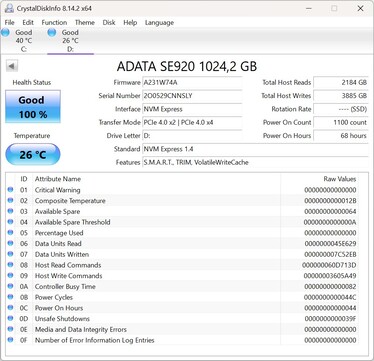 El ADATA SE920 es compatible con PCIe 4.0 x2