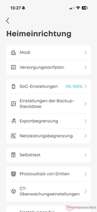 Menú de configuración