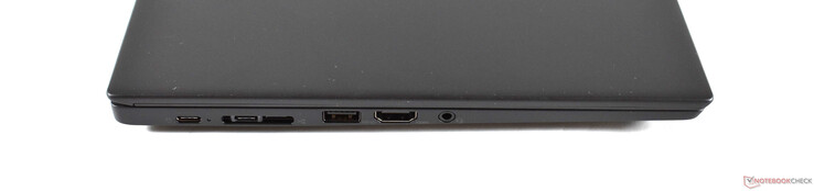 Izquierda: 2x USB 3.1 Gen 2 Tipo-C, miniEthernet/docking-port, USB 3.0 Tipo-A, HDMI 2.0, audio combo
