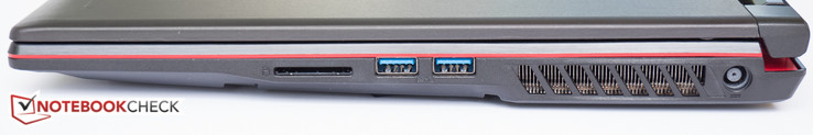 Derecha: Lector de tarjetas SD, 2x USB3.1 Gen1, conector de alimentación
