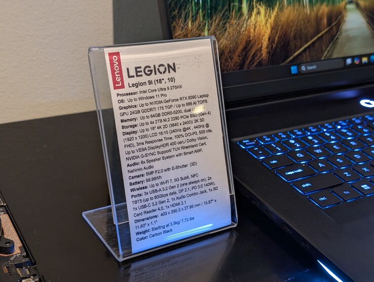 Especificaciones del Lenovo Leggion 9i (fuente de la imagen: Notebookcheck)